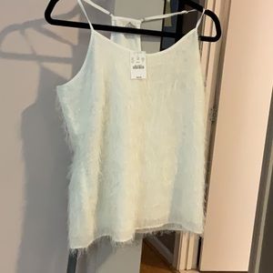 J Crew White Fluffy Tank Top NWT